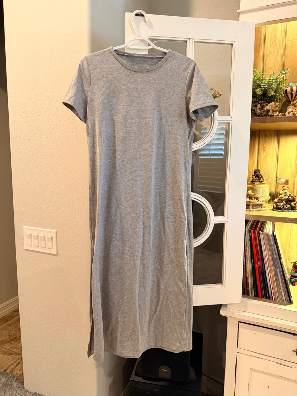 SHEIN Gray Short Sleeve Midi T-Shirt Dress
